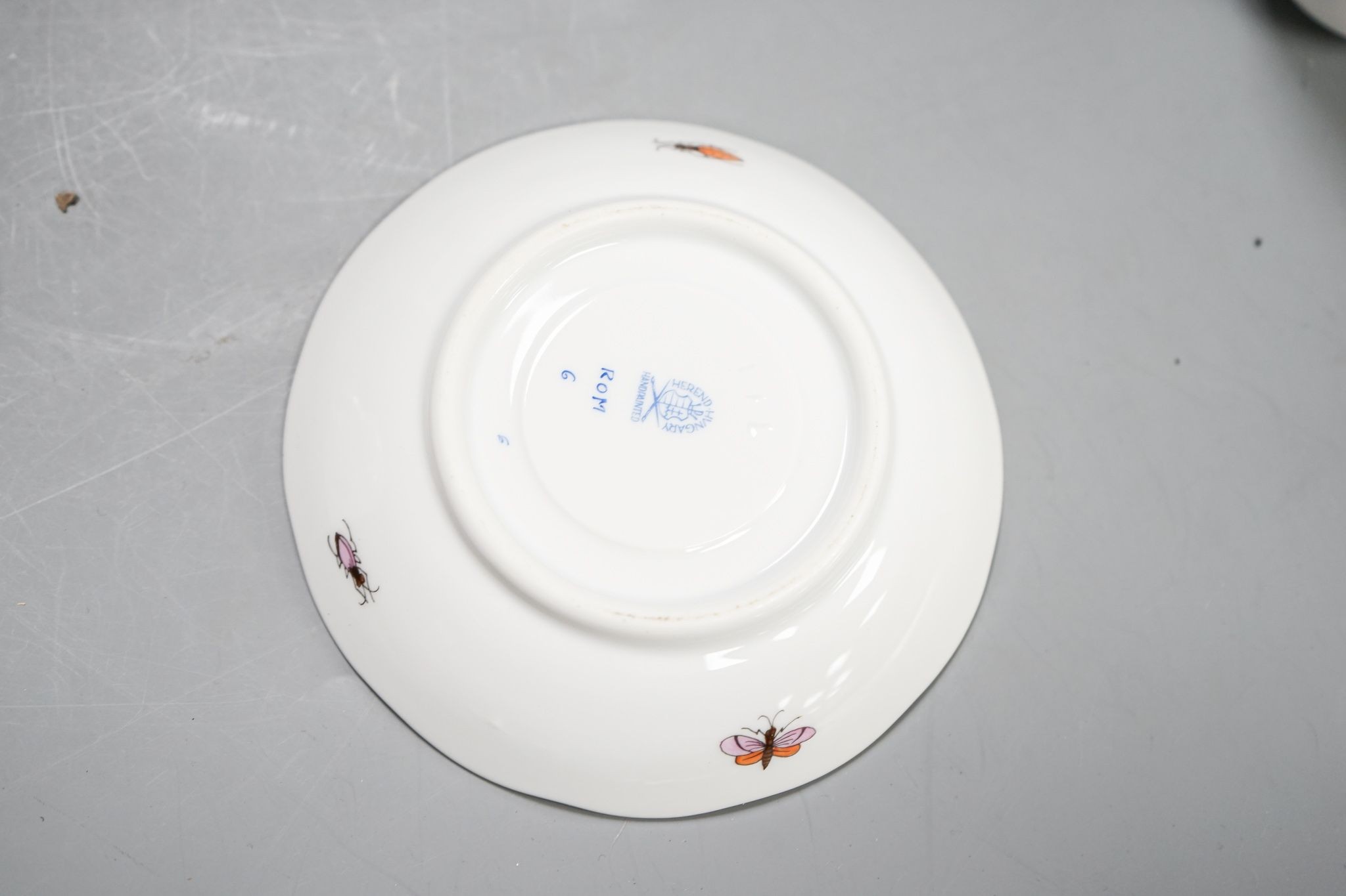 A Herend Rothschild birds pattern coffee pot and cover and eight coffee cups and five saucers